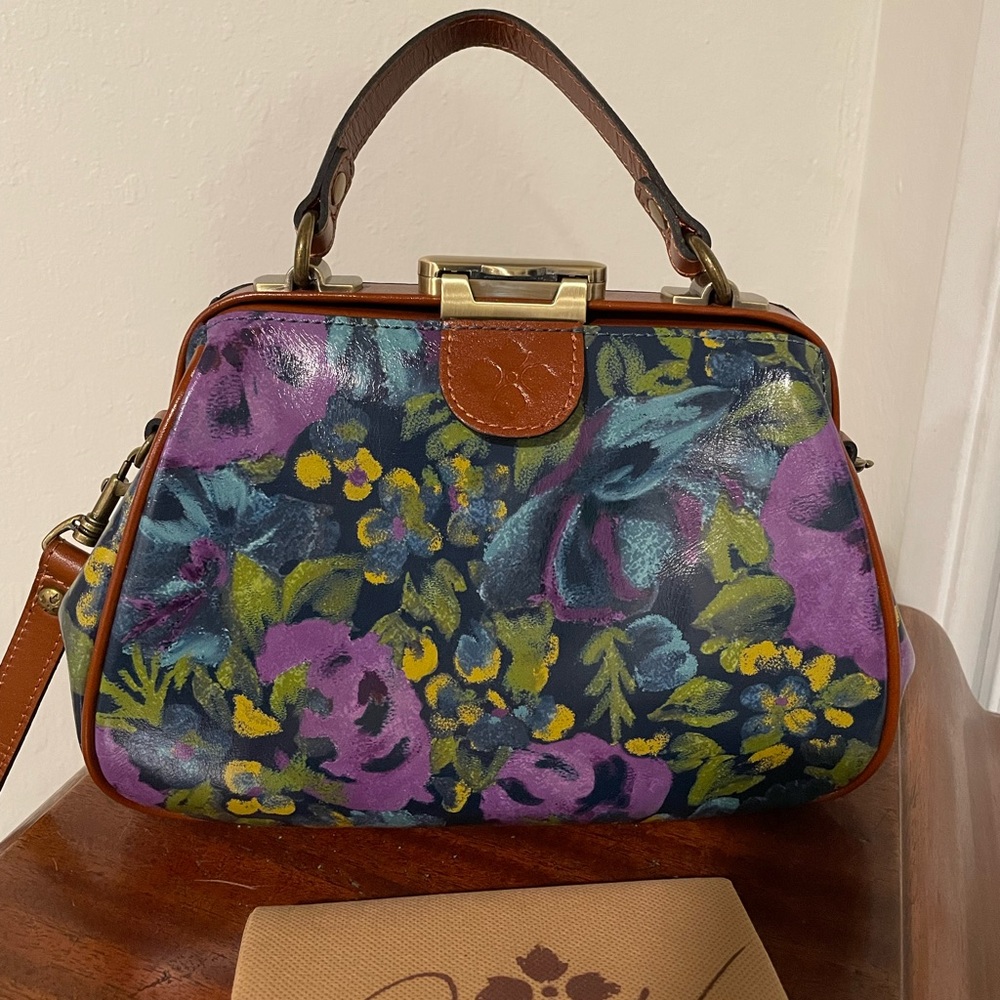 Patricia Nash Gracchi Frame deep blue nature color satchel/ crossbody purse